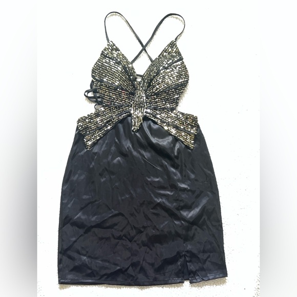 Dress butterfly Black and Gold Sequin y2k - Picture 14 of 14